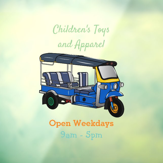 Tuk tuk cartoon illustration window cling (Sheet 3)
