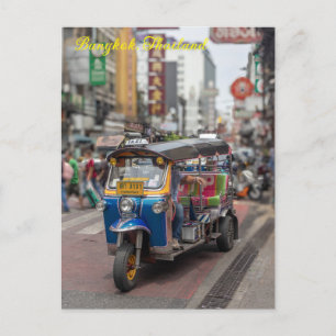 Tuk tuk on Yaowarat Road, Chinatown, Bangkok, Thai Holiday Postcard