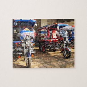 Tuk Tuk Showroom ... Udon Thani, Isaan, Thailand Jigsaw Puzzle
