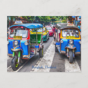 Tuk tuks in Bangkok, Thailand Holiday Postcard