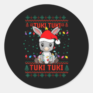 Tuki Tuki Santa Hat Spanish Mexican Christmas Swea Classic Round Sticker