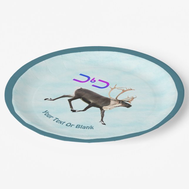 Tuktu - Caribou On Snow Paper Plate (Angled)
