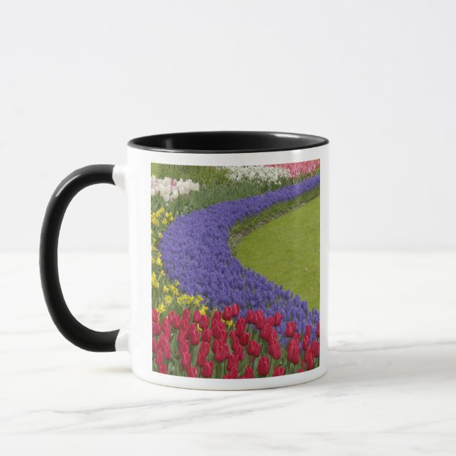 Tulip and Grape Hyacinth and daffodil garden, Mug (Left)