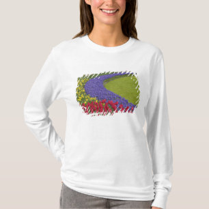 Tulip and Grape Hyacinth and daffodil garden, T-Shirt