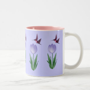Tulip and Hummingbird Two-Tone Coffee Mug