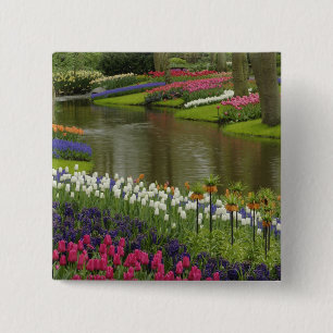 Tulip and hyacinth garden, Keukenhof Gardens, 2 15 Cm Square Badge