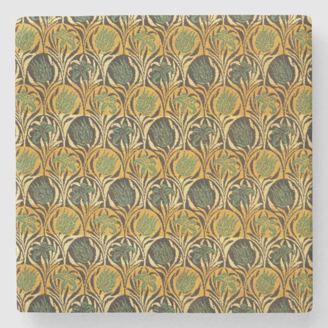 Tulip and Lily Pattern (by William Morris) Stone Coaster (Front)