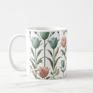 Tulip and Lily Soft Floral Pattern Coffee Mug