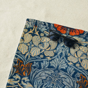 Tulip and Rose Date, Design 1876 William Morris Beach Towel