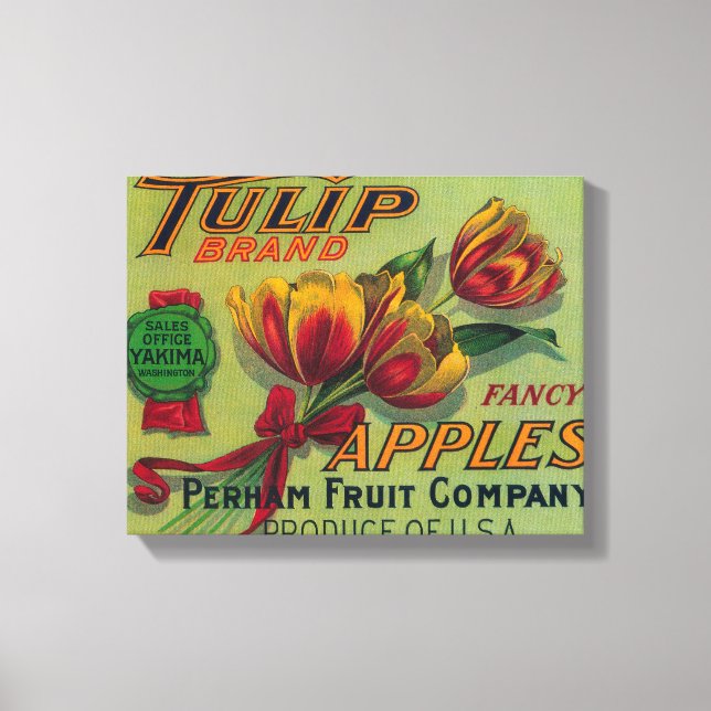 Tulip Apple Crate LabelYakima, WA Canvas Print (Front)
