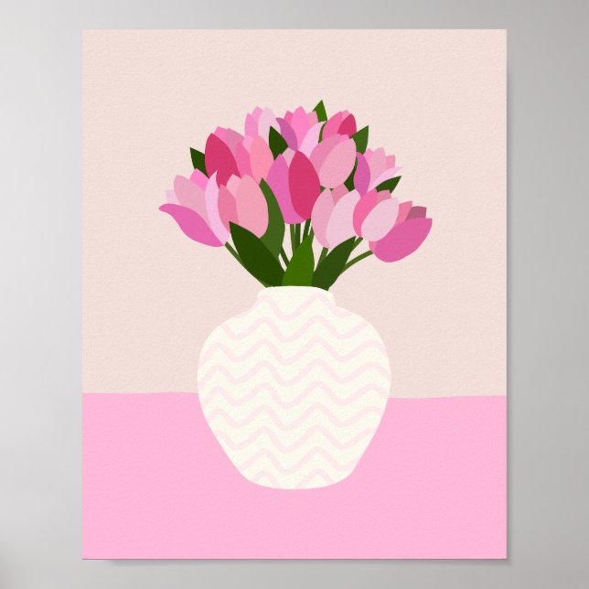 Tulip Arrangement Floral Vase Pink Poster (Front)