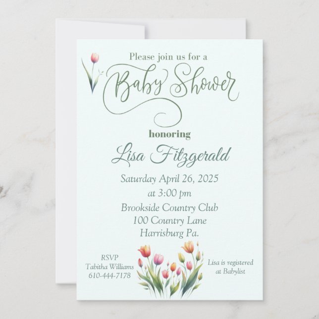 Tulip Baby Shower Invitation (Front)