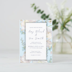 Tulip Blue Floral Wedding Invitation Postcard