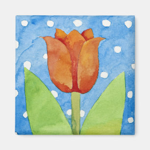Tulip blue white spot background 2013 magnet