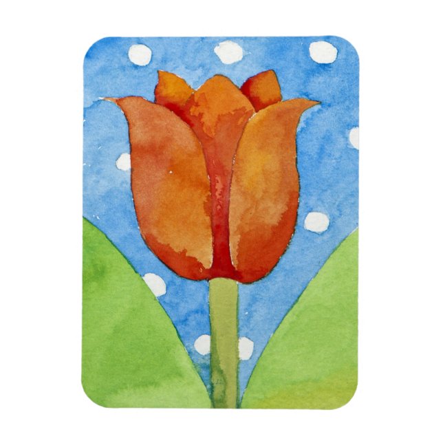 Tulip blue white spot background 2013 magnet (Vertical)