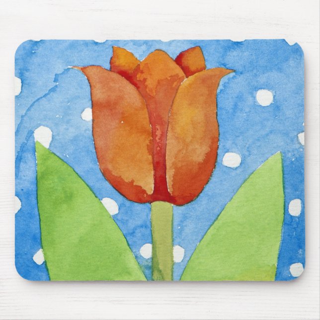 Tulip blue white spot background 2013 mouse mat (Front)