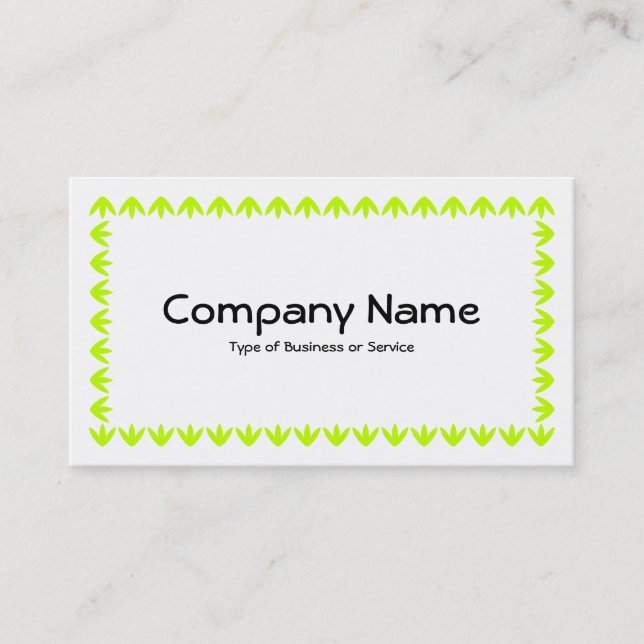 Tulip Border - Chartreuse Green on White Business Card (Front)