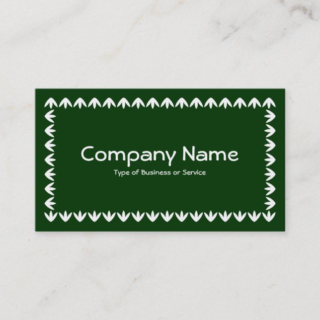 Tulip Border - White on Dark Green Business Card (Front)