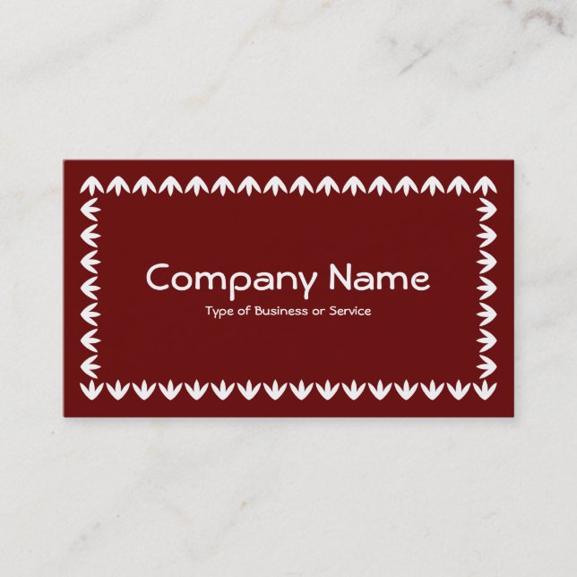 Tulip Border - White on Deep Maroon Business Card (Front)
