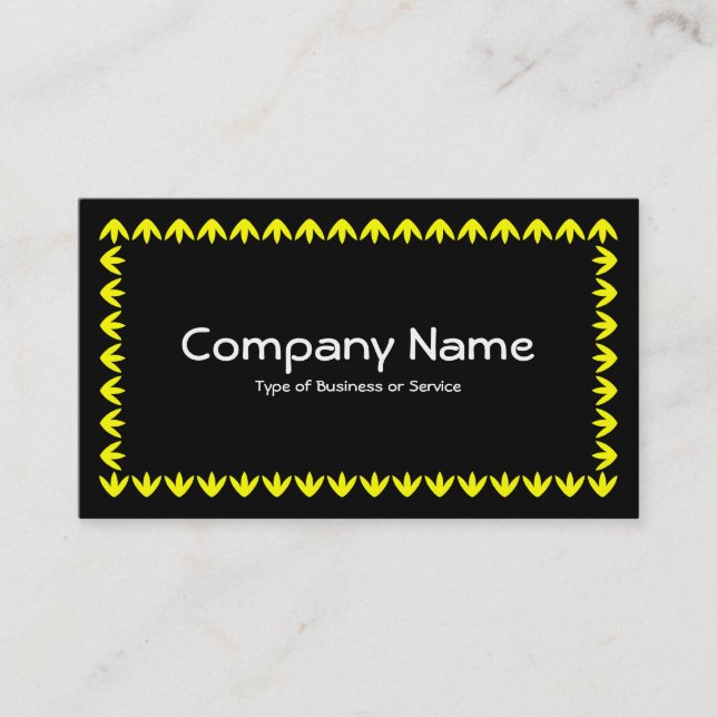 Tulip Border - Yellow on Black Business Card (Front)