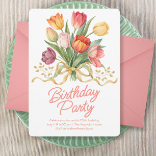 Tulip Bouquet Birthday Party Invitation