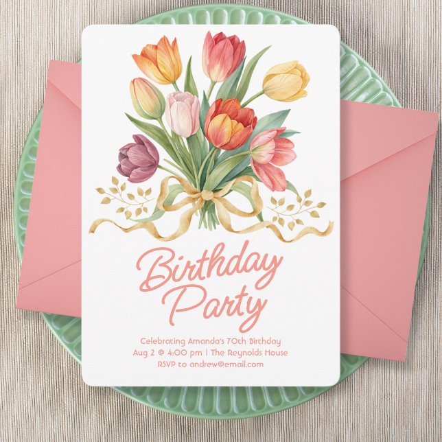 Tulip Bouquet Birthday Party Invitation (Creator Uploaded)