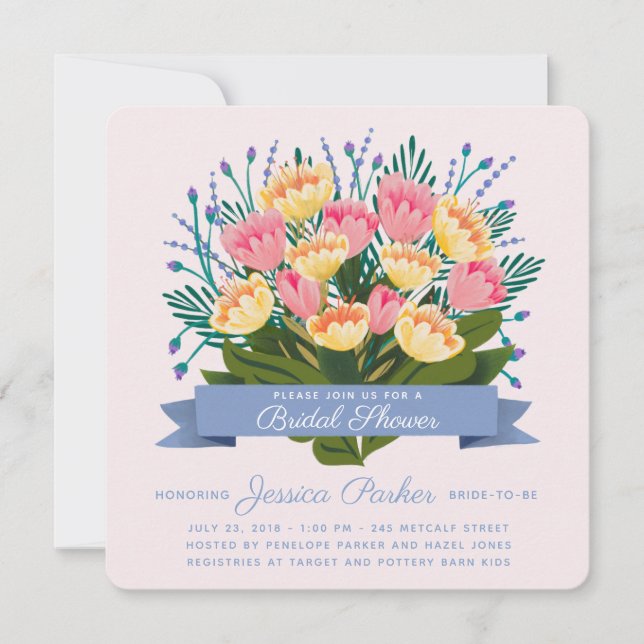 Tulip Bouquet Bridal Shower Invitation (Front)