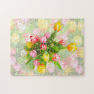 Tulip bouquet in vintage look - floral art jigsaw puzzle
