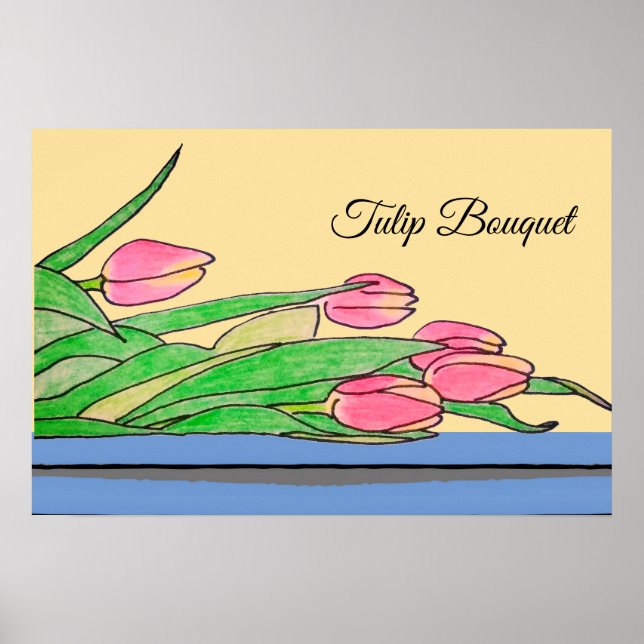 Tulip Bouquet on a Table Poster (Front)