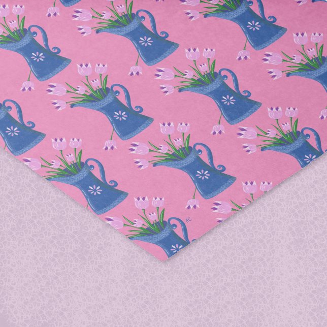 Tulip Bouquet Spring Pink Tissue Paper (Spring tulip bouquet pink tissue paper .)