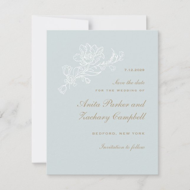 Tulip Cascade Pale Blue Save The Date (Front)