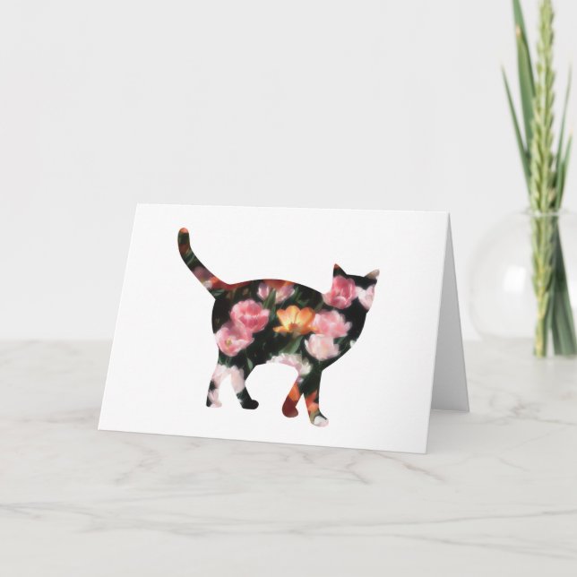 Tulip Cat Blank Note Card (Front)