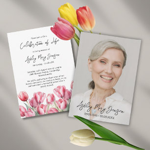 Tulip Celebration of Life Photo Funeral Invitation