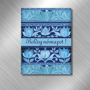 tulip chest in blues - name day magnetic Card