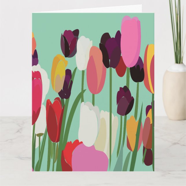 Tulip Colourful Flower Floral Tulip Greeting Card (Front)