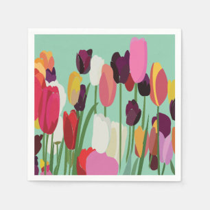 Tulip Colourful Flower Floral Tulip Party Napkin