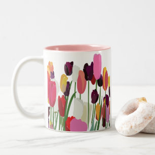 Tulip Colourful Flower Floral Tulip Two-Tone Coffee Mug