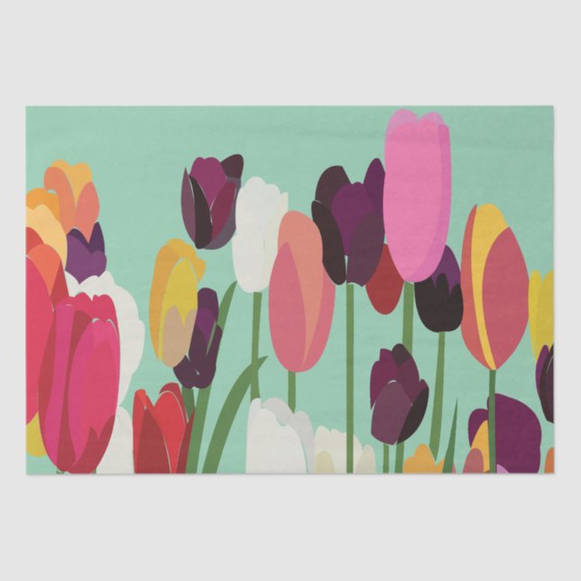 Tulip Colourful Flowers Floral Tulip Tissue Paper (Front)