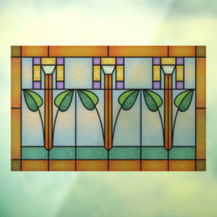 Tulip Craftsman Mission Stained Glass Window Cling