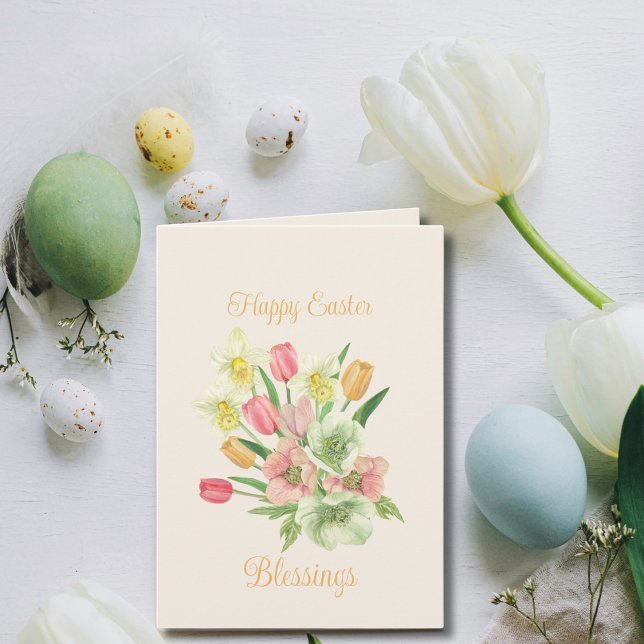 Tulip Daffodil Spring Bouquet Easter  Holiday Card (Creator Uploaded)