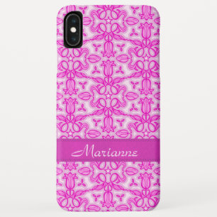 Tulip damask pattern purple pink name iPhone XS max case