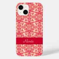 Tulip damask pattern red orange name
