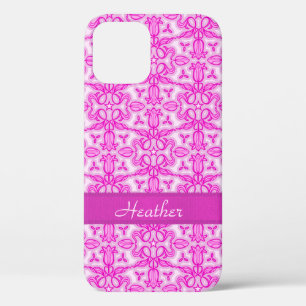 Tulip damask purple pink name iPhone 12 pro case