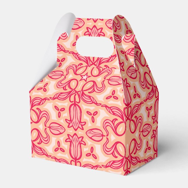 Tulip damask red patterned spring or Easter box (Front Side)
