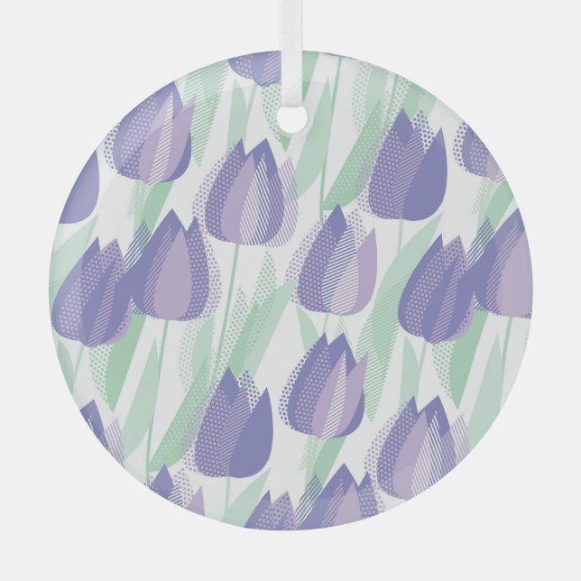 Tulip design: pale violet floral. glass tree decoration (Front)