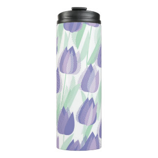 Tulip design: pale violet floral. thermal tumbler