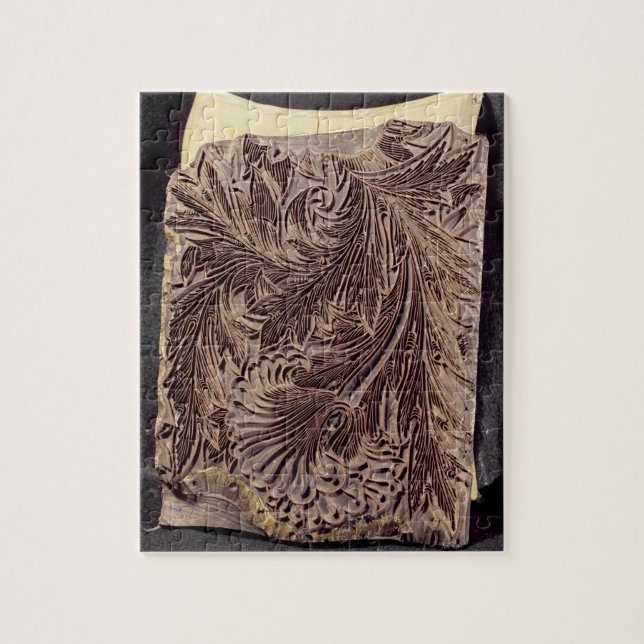 Tulip design printing block, 1875 (carved wood) jigsaw puzzle (Vertical)