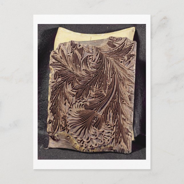 Tulip design printing block, 1875 (carved wood) postcard (Front)