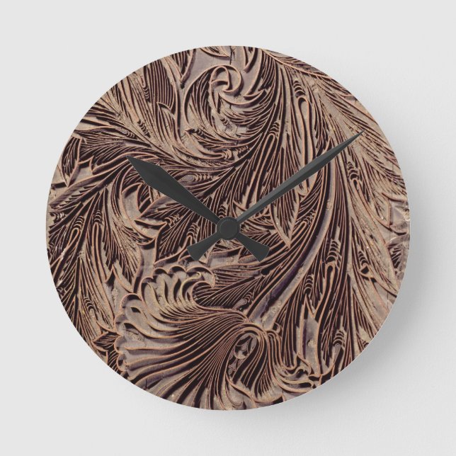 Tulip design printing block, 1875 (carved wood) round clock (Front)
