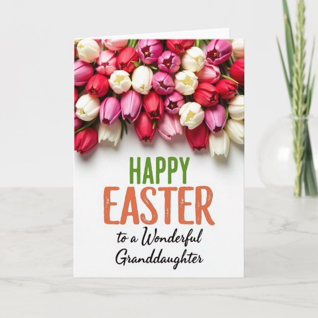 Tulip Easter Granddaughter Art Card (Front)
